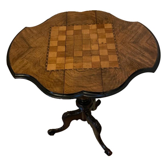 Antique Victorian Quality Burr Walnut Chess Table , 1860 For Sale