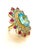 Baroque Bochic "Orient" Vintage African Ruby, Emerald, Blue Topaz & Diamond Ring For Sale - Image 3 of 18