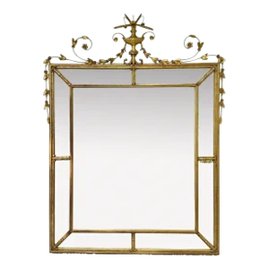 Monumental Adams Style Carved Giltwood Wall Mirror.