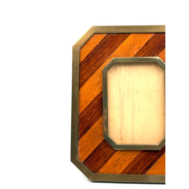 Mid-Century Modern Brass & Wood Picture Frame – In the Manner of Gabriella Crespi, Italy 1970s For Sale - Image 6 of 13