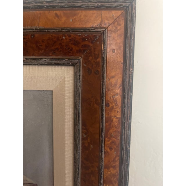 1920s 1920s Folk Art Turkish Cobbler (Köşker) Oil Painting & Larson Juhl Burl Wood Frame For Sale - Image 5 of 7