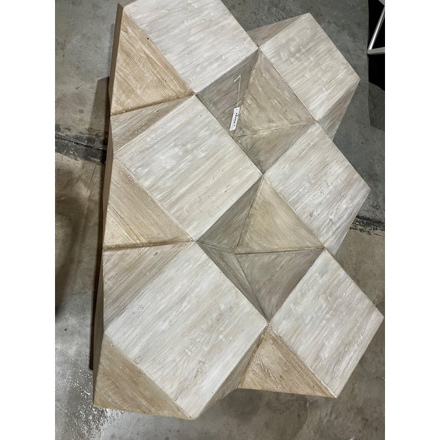 Contemporary CFC Rustic Wood Geometric Coffee Table For Sale - Image 3 of 7