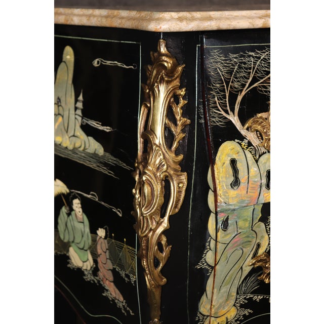 Superb French Louis XV Style Ebonized French Coromandel Lacquer Commode For Sale - Image 12 of 12