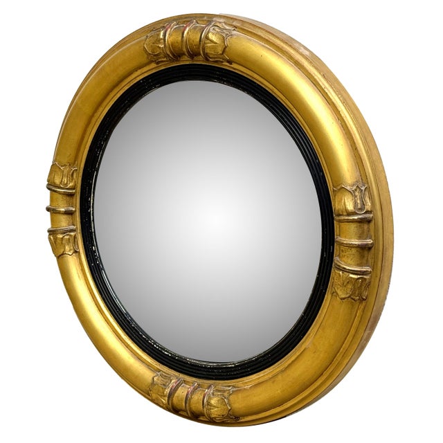 Small Circular Convex Giltwood Mirror, 1840 For Sale - Image 10 of 10