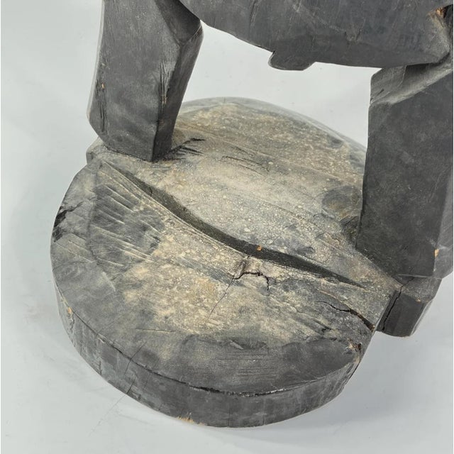 Black Early 20th Century Tabwa Wood Stool with Fish Design Congo For Sale - Image 8 of 11