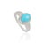 Statement 1.47 Carat Turquoise & Diamond Halo Cocktail Ring Size 9 in 14k White Gold For Sale - Image 4 of 16
