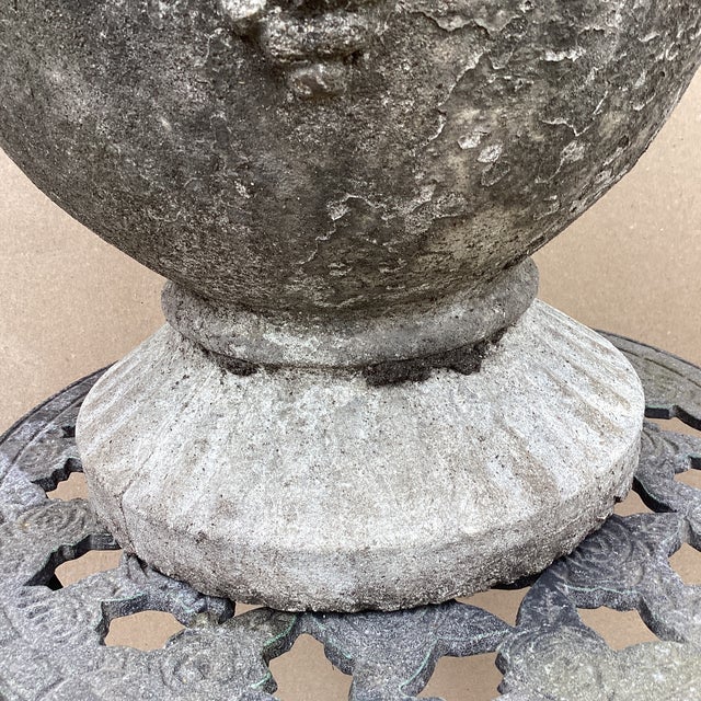 Antique Greek Key Cast Concrete Garden Planter/Jardiniere With Grape Clusters For Sale - Image 4 of 12