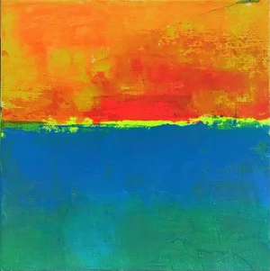 “When the Sky Is on Fire” Contemporary Abstract Study Acrylic Painting on Canvas Panel