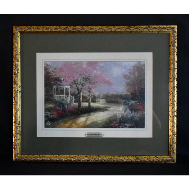Thomas Kinkade Morning Dogwood Framed Matted Art Print Vintage Garden Gazebo For Sale In Philadelphia - Image 6 of 15
