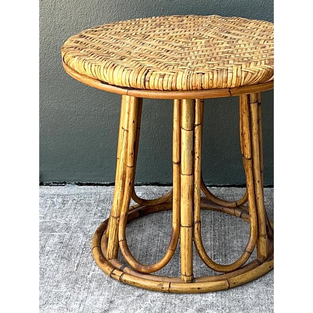 Vintage Woven Rattan Accent Table For Sale - Image 9 of 12