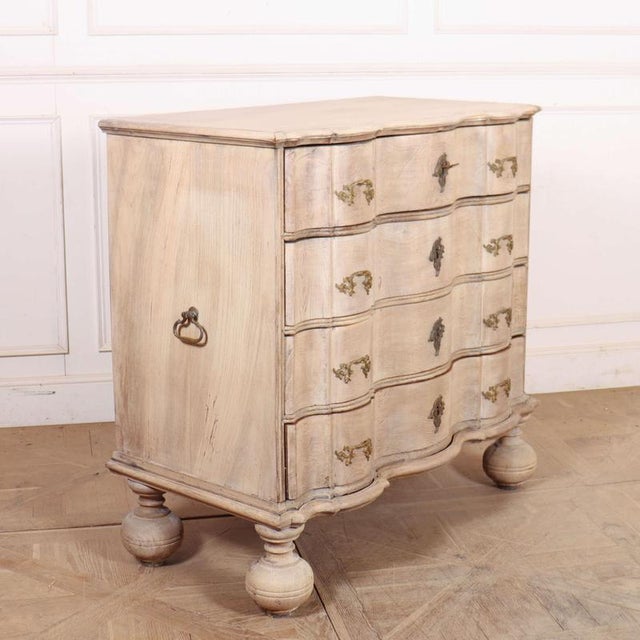 Cream Danish Serpentine Commode in Oak For Sale - Image 8 of 12