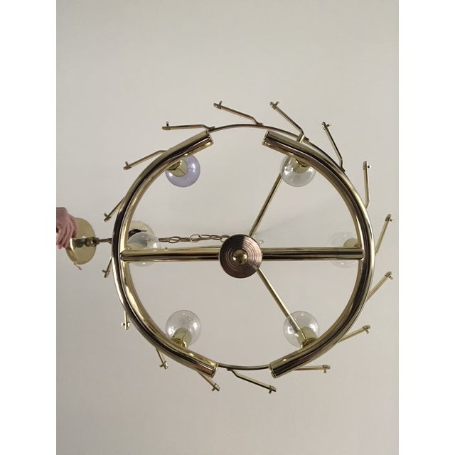 1970s 1970's Brass and Angled Glass Chandelier For Sale - Image 5 of 12