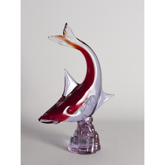 Hand-Blown Purple and Red Murano Glass Fish Sculpture, Italy, 1970s For Sale - Image 9 of 16