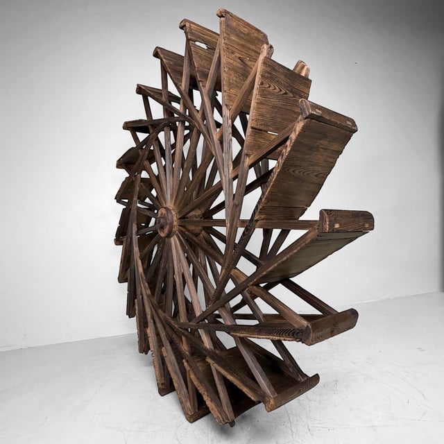 Large Japanese Wooden Suisha Water Wheel Wall Decor, 1900s For Sale - Image 9 of 15