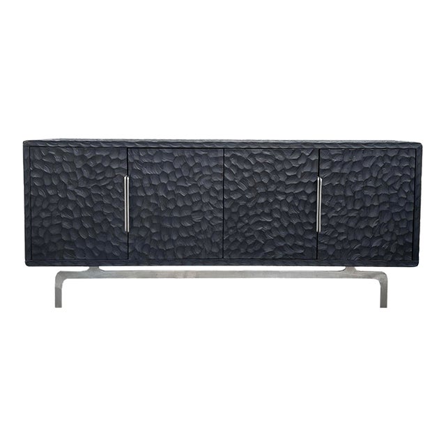 Carved Wood Credenza Designed by Mermelada Estudio for Cb2 For Sale