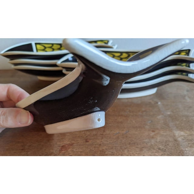 Ceramic Vintage Color Blocked Swiss Ceramic Fish Snack Plates or Wall Art - Set of 7, Made in Switzerland For Sale - Image 7 of 12