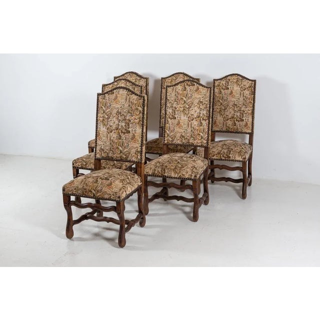 Beech Os De Mouton Tapestry Chairs, Set of 6 For Sale - Image 4 of 15