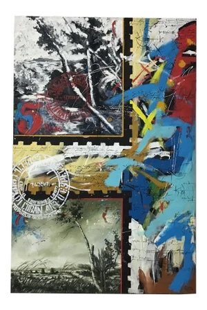 Large Abstract Oil on Canvas Painting, Signed