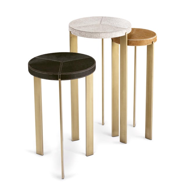 Brass Regina Andrew Andres Hair on Hide Mixer Table Set, Brass For Sale - Image 8 of 8