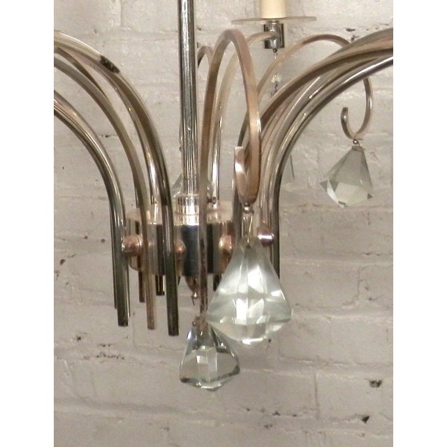 Chrome & Crystal Chandelier For Sale - Image 4 of 6