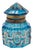 Antique Art Deco French Inkwell in Blue Faceted Glass, 1920 For Sale