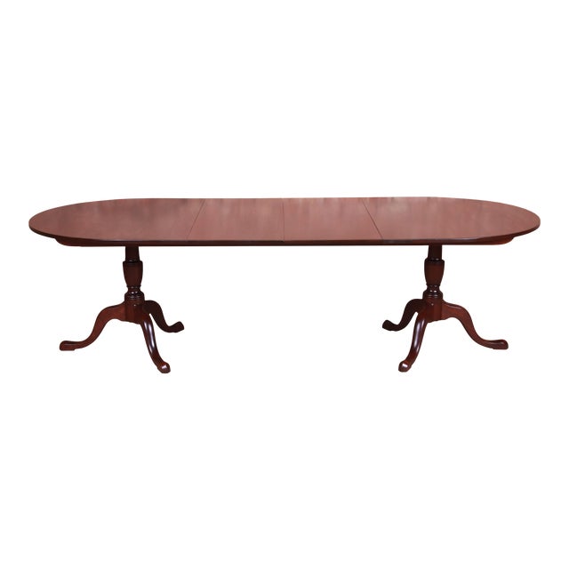 Kittinger Mahogany Double Pedestal Extension Dining Table