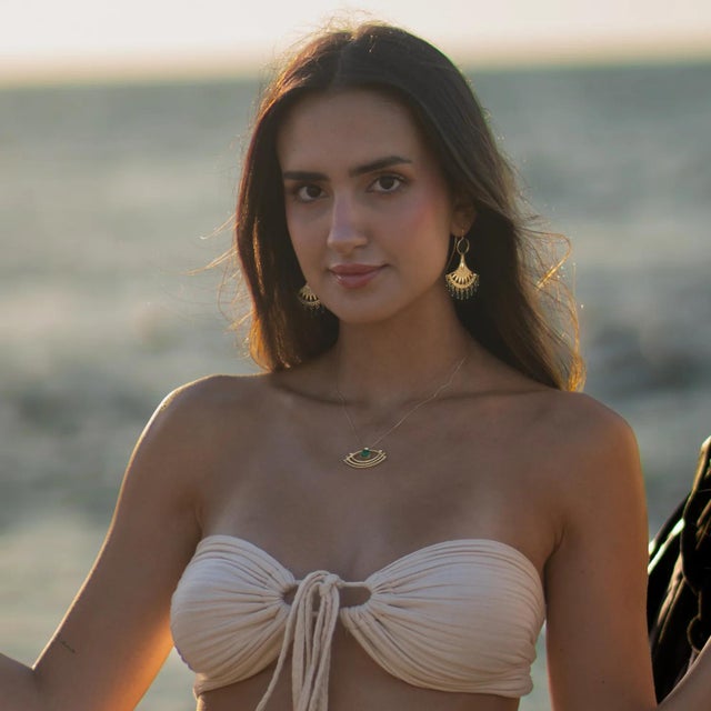 Bohemian Style Jade Sunburst Dangle Earrings, A Pair For Sale In Miami - Image 6 of 8