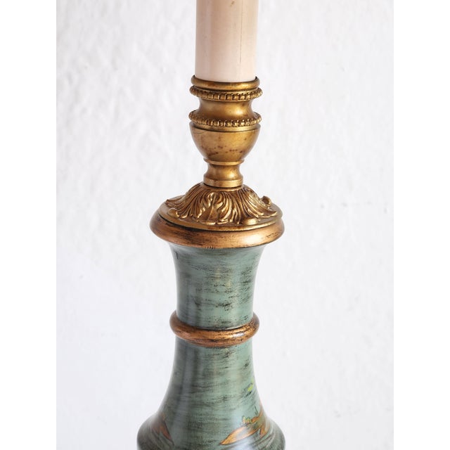 Blue Bradburn Tole Painted Chinoiserie Table Lamps-a Pair For Sale - Image 8 of 12