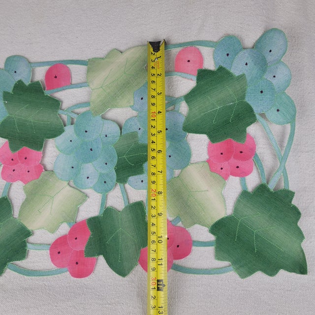 Late 20th Century Khazana Grape Clusters Cutout Placemats Green Pink Blue Polyester New - Set of 8 For Sale - Image 10 of 10