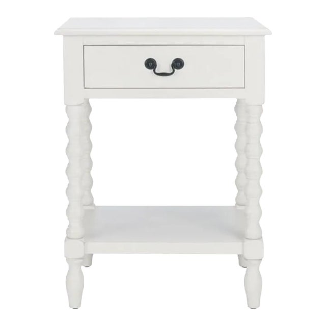 Athena Accent Table - Distressed White For Sale