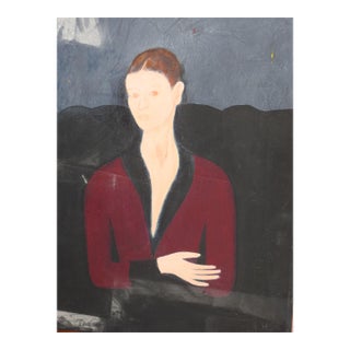 Late 20th Century Modernist Portrait Painting of Woman For Sale