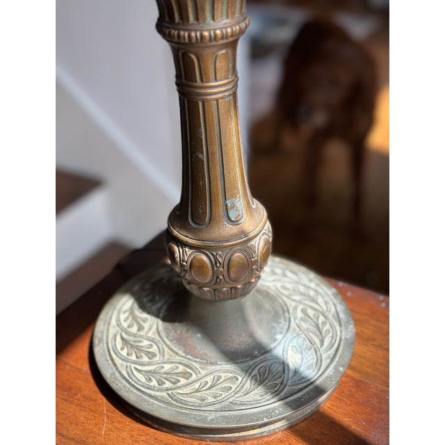 1910s Early 20th Century Pittsburgh Reverse-Painted Winter Landscape Table Lamp – 17" Shade For Sale - Image 5 of 17