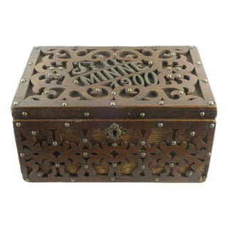 Antique Carved Wooden Lace Box with Pierced Decoration, Sweden, 1900 For Sale