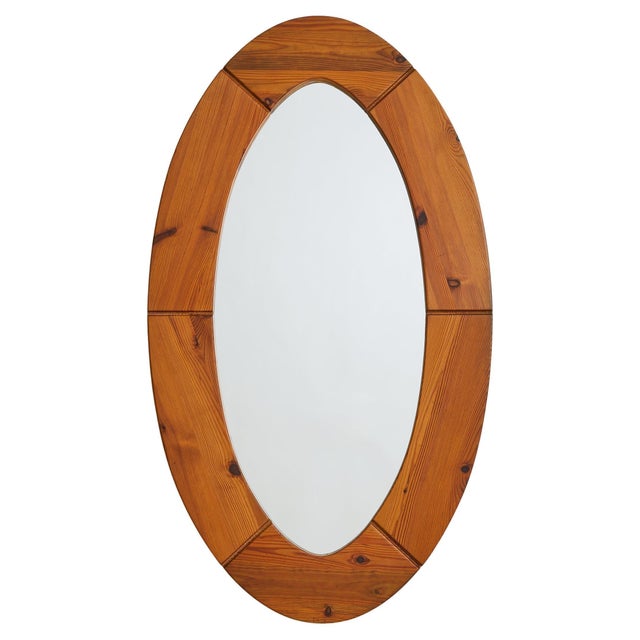 Swedish Oval Pine Wall Mirror by Glas Mäster Markaryd, 1960s For Sale - Image 16 of 18