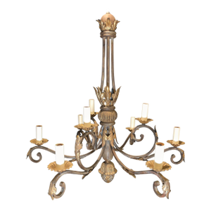 Late 20th Century Gilt and Patinated Iron Chandelier