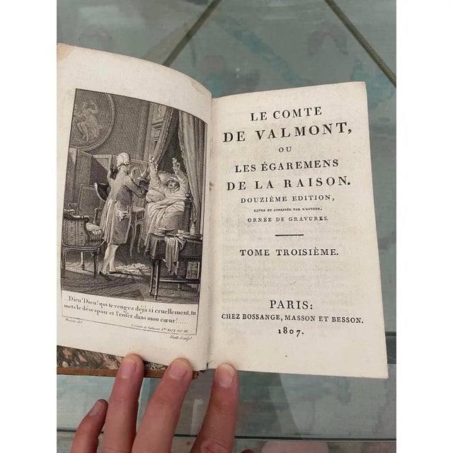 Antique French Leather Bound Books- Set of 4 For Sale - Image 11 of 12
