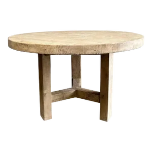 Custom Made Round Elm Wood Dining Table