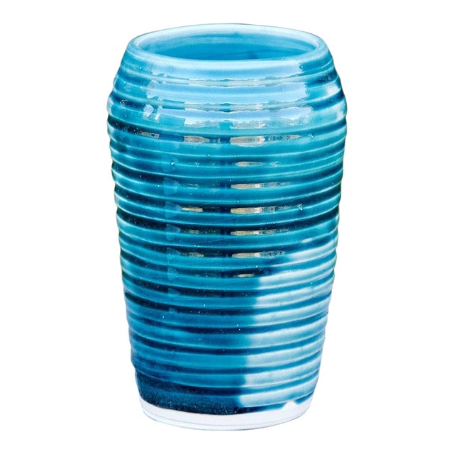 Ribbed Stoneware Vase For Sale