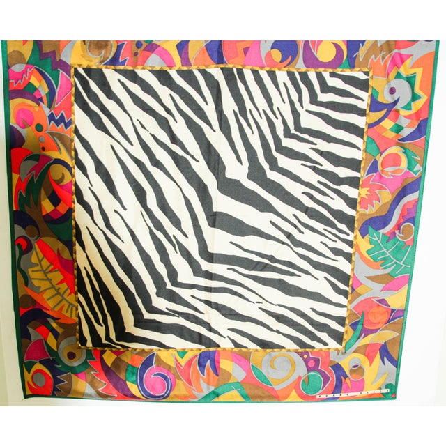 Perry Ellis Silk Scarf Rolled Hem 1980s 35" X 35" For Sale - Image 4 of 12