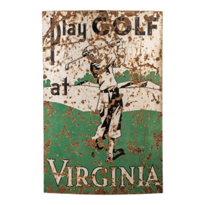 Large Vintage Play Golf at Virginia Porcelain Sign