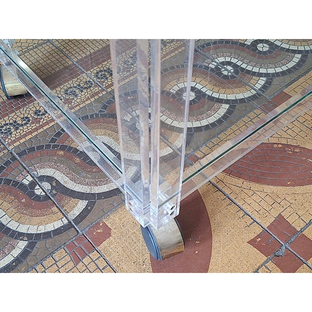 Vintage Italian Acrylic Glass and Glass Serving Trolley, 1980 For Sale - Image 12 of 15