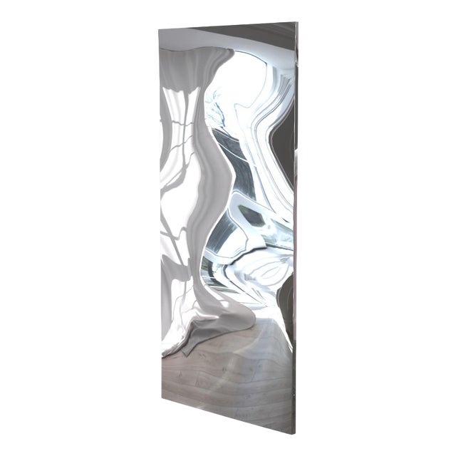 Distorting 300 Cm Vertical Mirror in Polished Stainless Steel by Julien Vidame For Sale
