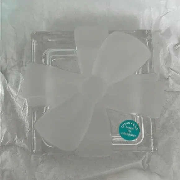 Tiffany & Co. Crystal Box With Frosted Bow - NWT | Chairish