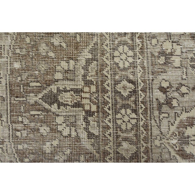 Ivory Tabriz Rug 10′ X 12’10” Ivory Wool Vintage Distressed Hand-Knotted Carpet For Sale - Image 8 of 15