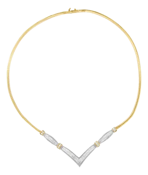 14K Yellow and White Gold 2.00 Cttw Round and Princess-Cut Diamond 'V' Shape Statement Necklace (H-I Color, SI2-I1 Clarity) - 18"