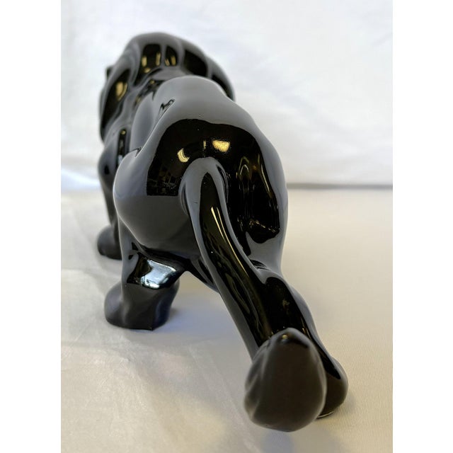 Ceramic Vintage Ceramic Lion With Green Glass Eyes For Sale - Image 7 of 13