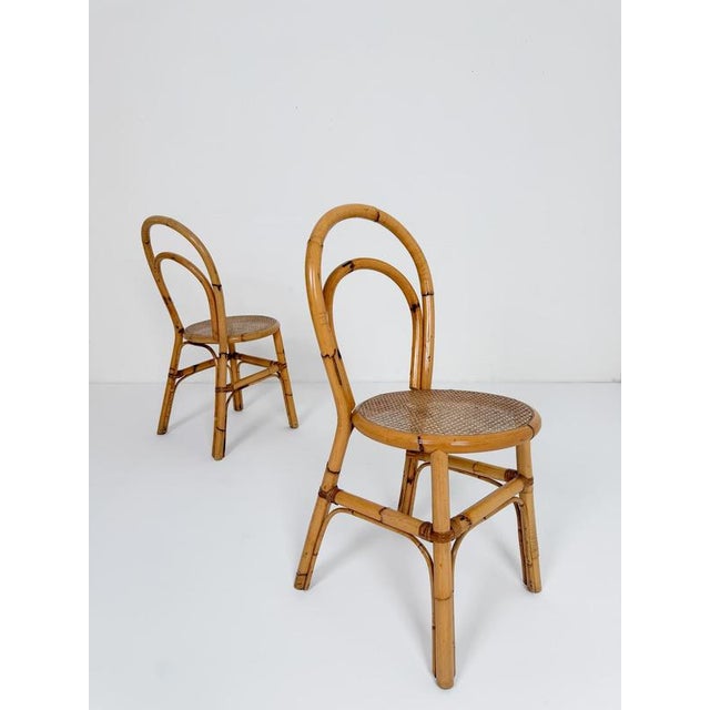 Wood Mid-Century Italian Bent Bamboo and Vienna Cane Dining Chairs, 1960s, Set of 5 For Sale - Image 7 of 18