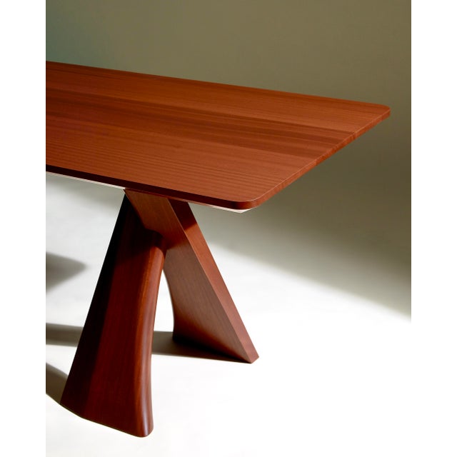 Custom Double Pedestal X-Form Dining Table by Michael Maximo, Made to Order For Sale - Image 4 of 7