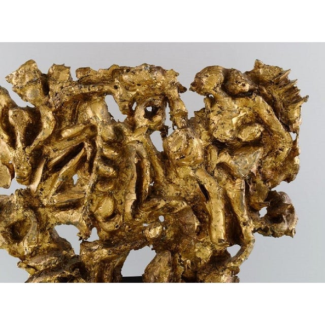 Large Gold Metal on Marble Plinth Sculpture For Sale - Image 5 of 9