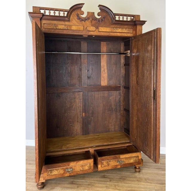 Antique French Carved Walnut Mirrored 2-Door Armoire For Sale - Image 18 of 18